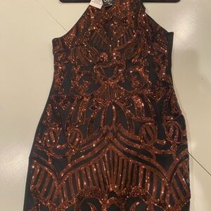 Elegant Sequin Halter Dress